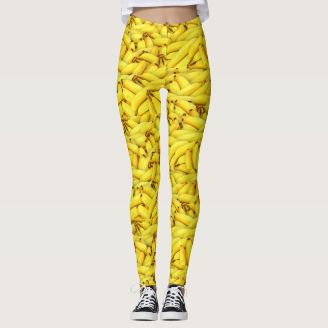 Leggings Motif jaune hilare de bananes partout (Devant)