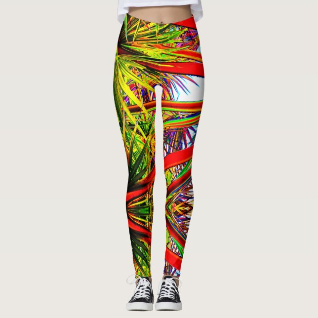 Leggings Motif Jungle Avec Texture De Foliage (Devant)