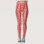 Leggings Motif juste nordique rouge de Knit d'île d'arbre<br><div class="desc">Habillez votre garde-robe d'hiver avec ces guêtres de haute qualité d'amusement comportant un ensemble blanc de motif d'arbre/flocon de neige d'hiver sur un fond rouge (changez facilement la couleur d'arrière - plan).  Perfectionnez pour les vacances ou les activités et les séances d'entraînement quotidiennes d'hiver.</div>