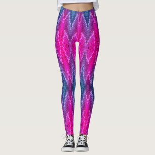 Leggings - Motif kaléidoscope rose et bleu