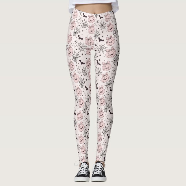 Leggings Motif Kawaii Rose Épouvantable Halloween (Devant)