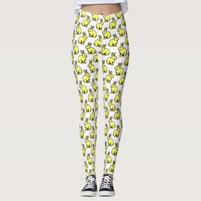 Leggings Motif lapins - Noir et Jaune Lt (Devant)