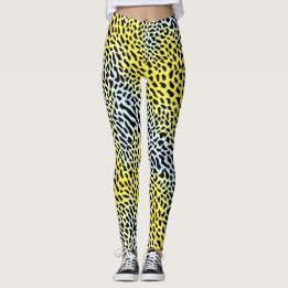 Leggings Motif léopard à dégradé jaune abstrait artistique 