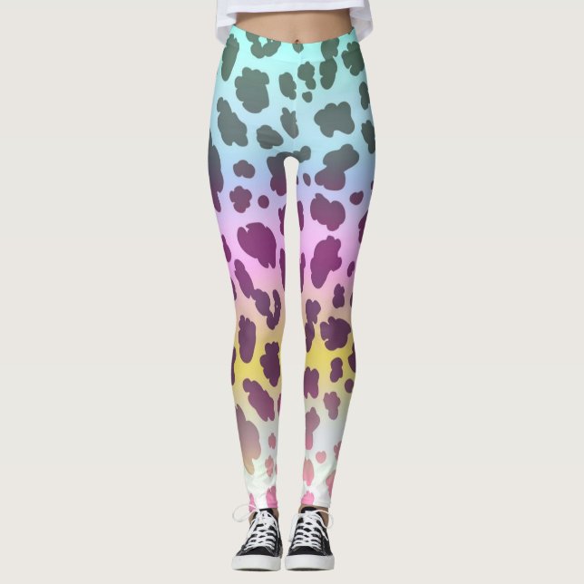 Leggings motif léopard arc-en-ciel coloré (Devant)