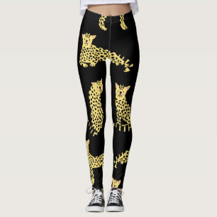 Leggings Motif léopard : Arrière - plan noir Cheetah