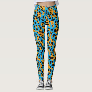 Leggings Motif Léopard bleu orange Abstrait moderne