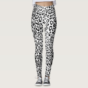 Leggings Motif léopard en noir et blanc