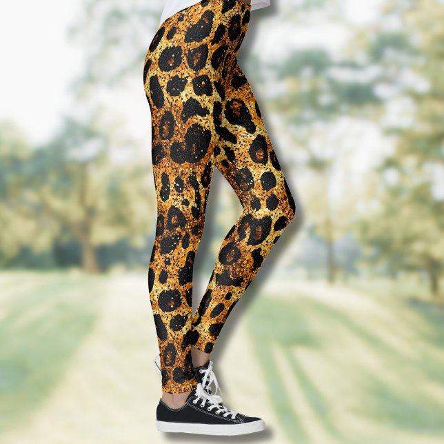 Leggings Motif Léopard Marron Doré Pailleté Luxe (Créateur téléchargé)