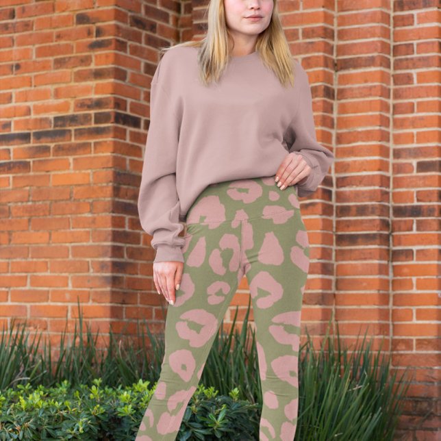 Leggings Motif léopard moderne vert et rose (Créateur téléchargé)