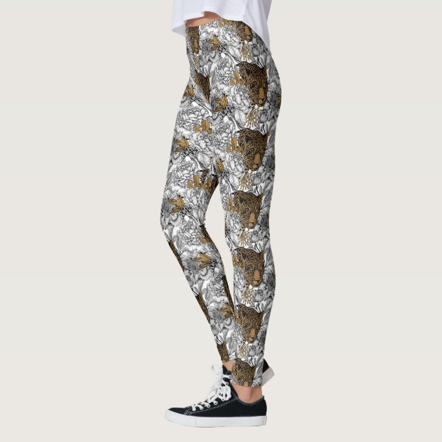 Leggings Motif Leopard & Peonies (Gauche)