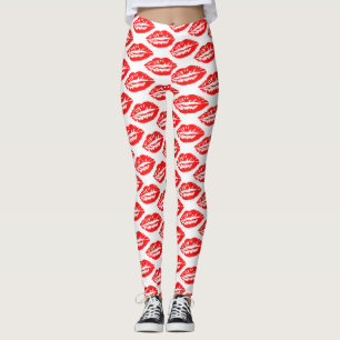 Leggings Motif Lèvres Rouges