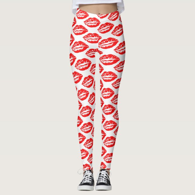 Leggings Motif Lèvres Rouges (Devant)