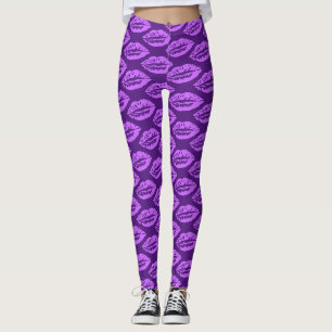 Leggings Motif Lèvres Violettes