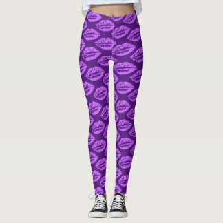 Leggings Motif Lèvres Violettes