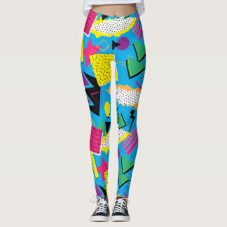 Leggings Motif lumineux géométrique de couleur du style 80s