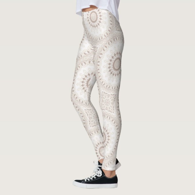Leggings Motif Mandala Beige et Crème (Gauche)