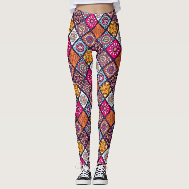 Leggings Motif Mandala/Carrelage marocain (Devant)