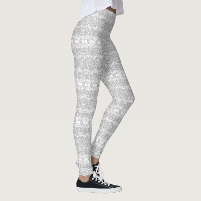 Leggings Motif Mandala Élégant Argenté (Droite)