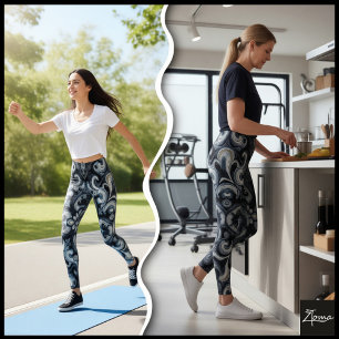 Leggings Motif Mandala en Filigrane Ornemental Monochrome S