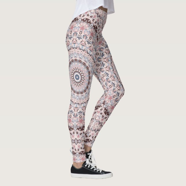 Leggings Motif Mandala Rose et Bleu Boho (Droite)