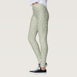 Leggings Motif Mandala Vert Sauge