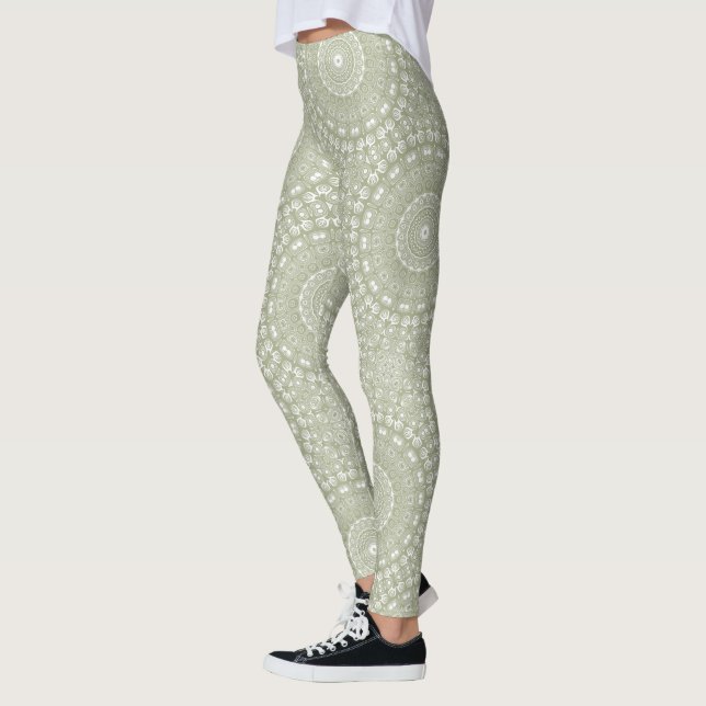 Leggings Motif Mandala Vert Sauge (Gauche)