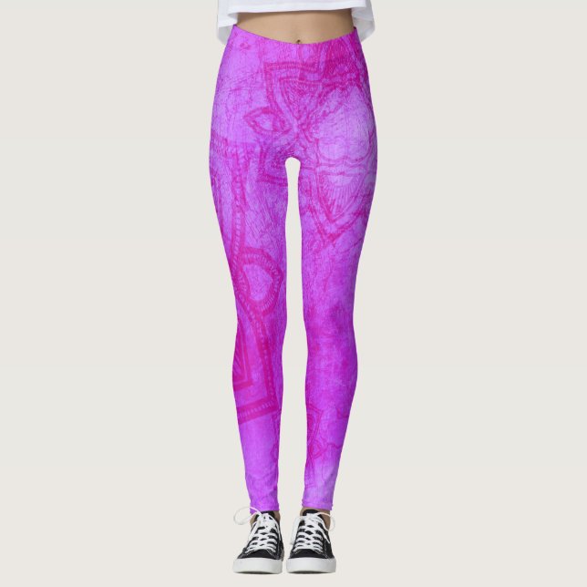 Leggings Motif Mandala violet désorganisé (Devant)