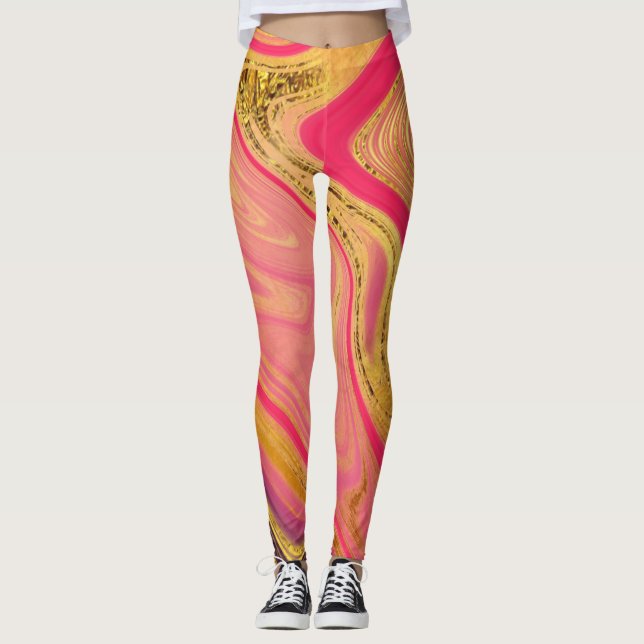 Leggings motif marbré abstrait (Devant)