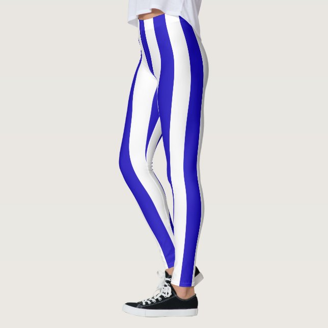 Leggings Motif marin de rayures, rayures épaisses bleues et (Gauche)