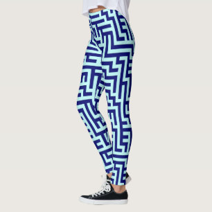 Leggings motif "Maze bleu"