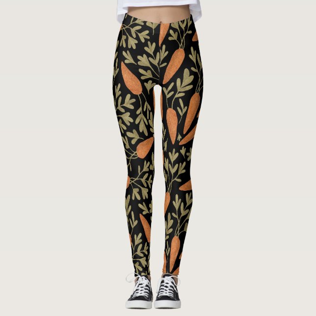 Leggings Motif mignon à main de carottes (Devant)