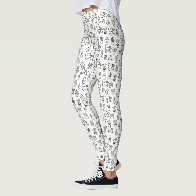 Leggings Motif mignon d'alpaga et de cactus (Gauche)