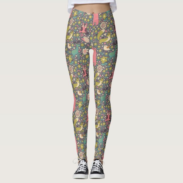 Leggings Motif mignon d'animaux de forêt (Devant)