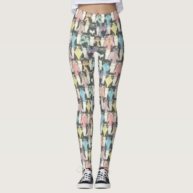Leggings Motif mignon de chats de hippie (Devant)