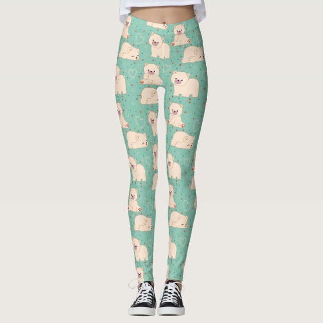 Leggings Motif mignon Ours blancs (Devant)