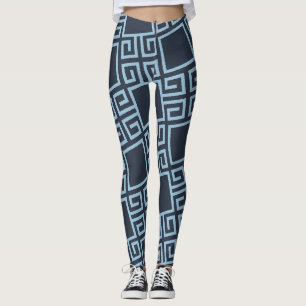 Leggings Motif minimal bleu tribal