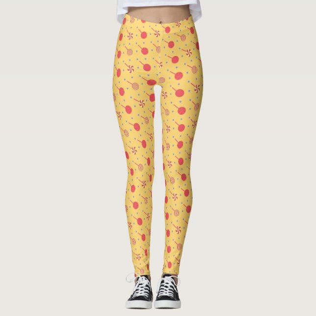 Leggings Motif minimal d'Halloween orange jaune (Devant)