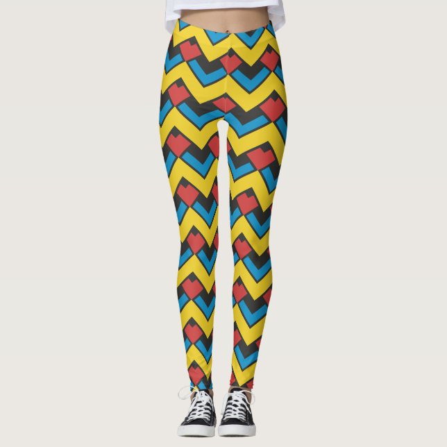 Leggings Motif minimal jaune Chevron (Devant)