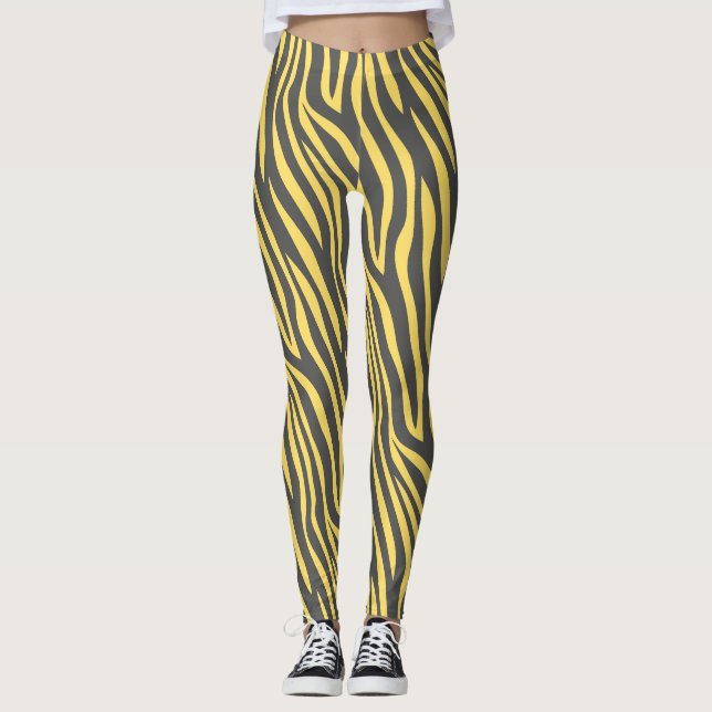 Leggings Motif minimal Jaune de la marine Zebra (Devant)