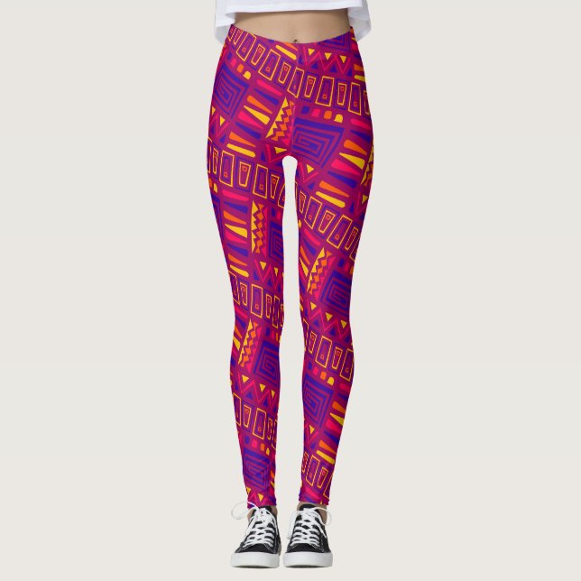 Leggings Motif minimal tribal rose rose (Devant)