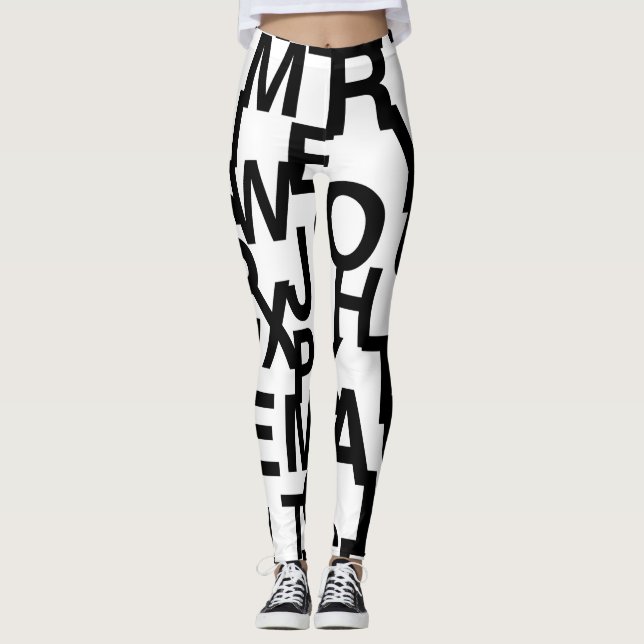 Leggings Motif moderne, abstrait, désordonné avec des lettr (Devant)