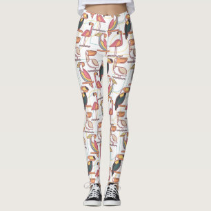 Leggings Motif moderne avec les oiseaux tropicaux