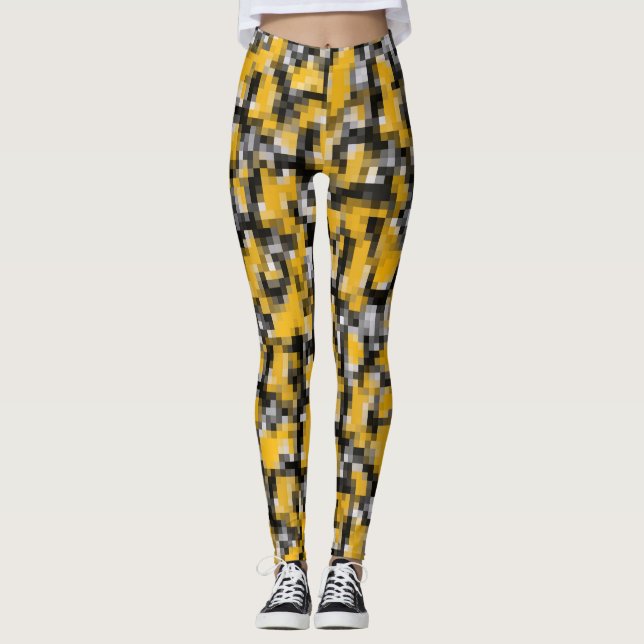 Leggings Motif moderne en mosaïque jaune moderne (Devant)