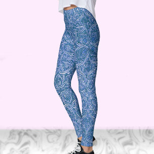 Leggings Motif moderne et design dans les tons bleu et blan