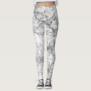 Leggings Motif moderne noir et blanc de marbre de Faux
