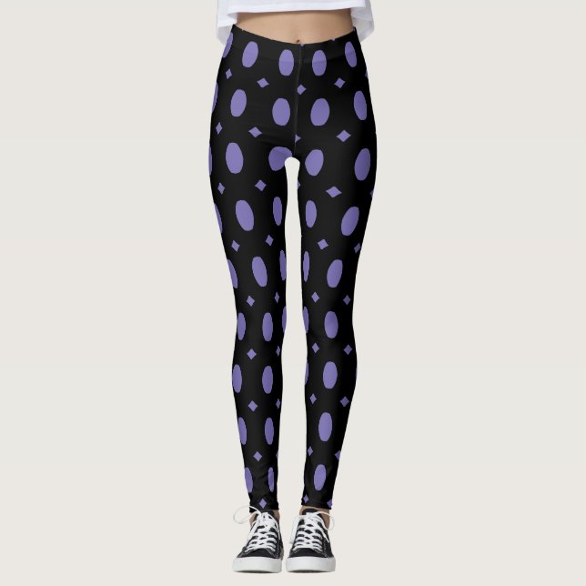 Leggings Motif moderne noir et bleu ovale (Devant)