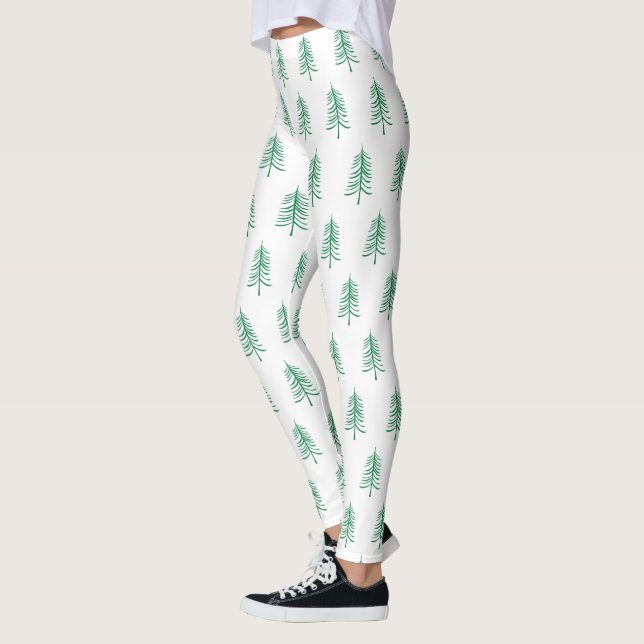 Leggings Motif moderne simple vert sapin de Noël (Gauche)