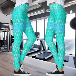 Leggings Motif moderne zigzag - vagues turquoise