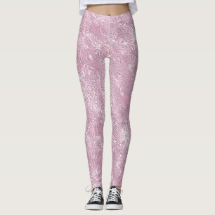 Leggings Motif Moire en Soie Marbrée en Rose Poussiéreux