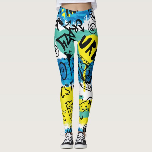 Leggings Motif Monster Hand Drawn Kids (Devant)